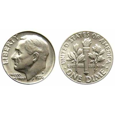 سکه 10 سنت - نیکل مس - D - آمریکا 1976 غیر بانکی
