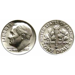 سکه 10 سنت - نیکل مس - D - آمریکا 1985 غیر بانکی