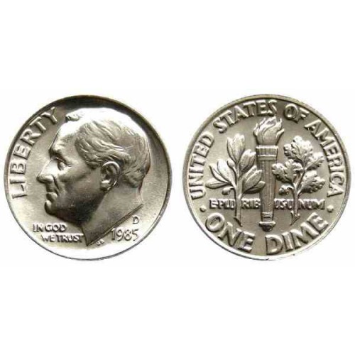 سکه 10 سنت - نیکل مس - D - آمریکا 1985 غیر بانکی سکه 10 سنت - نیکل مس - D - آمریکا 1985 غیر بانکی
