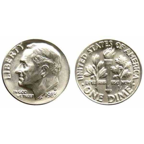 سکه 10 سنت - نیکل مس - D - آمریکا 1983 غیر بانکی