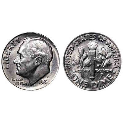 سکه 10 سنت - نیکل مس - P - آمریکا 1982 غیر بانکی