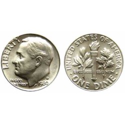 سکه 10 سنت - نیکل مس - D - آمریکا 1980 غیر بانکی
