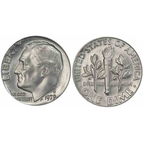 سکه 10 سنت - نیکل مس - D - آمریکا 1979 غیر بانکی