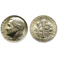 سکه 10 سنت - نیکل مس - آمریکا 1977 غیر بانکی