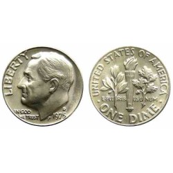 سکه 10 سنت - نیکل مس - D - آمریکا 1975 غیر بانکی
