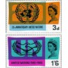 2  عدد تمبر سال بین المللی همکاری و بیستمین سالگرد سازمان ملل - انگلیس 1965