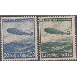 2 عدد تمبر کشتی های هوایی -  LZ 129 هیندنبورگ  - رایش آلمان 1936 قیمت 60 دلار