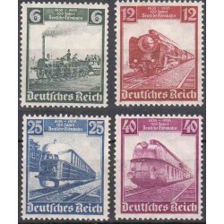 4 عدد تمبرلوکوموتیوها - صدمین سالگرد راه آهن آلمان  -رایش آلمان 1935 قیمت 171 دلار