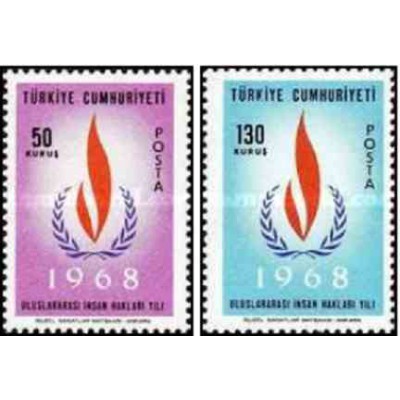 2 عدد تمبر سال حقوق بشر - ترکیه 1968