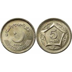 سکه 5 روپیه - مس نیکل -  پاکستان 2004 غیر بانکی