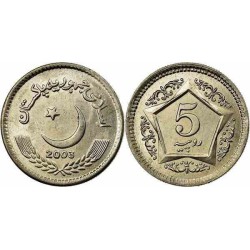سکه 5 روپیه - مس نیکل -  پاکستان 2003 غیر بانکی
