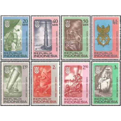 8 عدد تمبر روز دریانوردی - اندونزی 1966