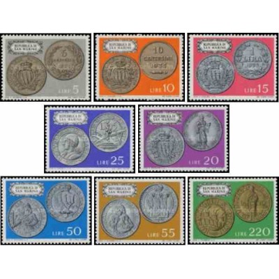 8 عدد تمبر سکه ها - سان مارینو 1972