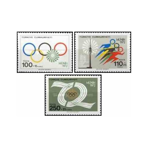 3 عدد تمبر بازیهای المپیک - مونیخ آلمان  -ترکیه 1972