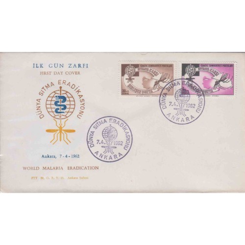 پاکت مهر روز ریشه کنی مالاریا - ترکیه 1962 پاکت مهر روز ریشه کنی مالاریا - ترکیه 1962