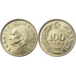 سکه 100 لیر - نیکل برنج - ترکیه 1988 غیر بانکی