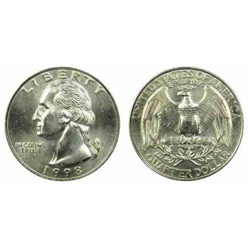 سکه 25 سنت - کوارتر - نیکل مس - تصویر جرج واشنگتن - آمریکا 1998 غیر بانکی سکه 25 سنت - کوارتر - نیکل مس - تصویر جرج واشنگتن - آمریکا 1998 غیر بانکی