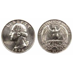 سکه 25 سنت - کوارتر - نیکل مس - تصویر جرج واشنگتن - آمریکا 1994 غیر بانکی