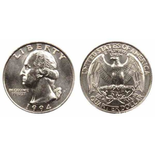 سکه 25 سنت - کوارتر - نیکل مس - تصویر جرج واشنگتن - آمریکا 1994 غیر بانکی