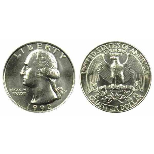سکه 25 سنت - کوارتر - نیکل مس - تصویر جرج واشنگتن - آمریکا 1992 غیر بانکی سکه 25 سنت - کوارتر - نیکل مس - تصویر جرج واشنگتن - آمریکا 1992 غیر بانکی