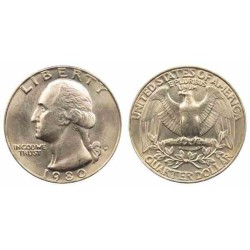 سکه 25 سنت - کوارتر - نیکل مس - تصویر جرج واشنگتن - آمریکا 1980 غیر بانکی