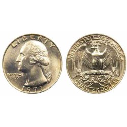 سکه 25 سنت - کوارتر - نیکل مس - تصویر جرج واشنگتن - آمریکا 1977 غیر بانکی