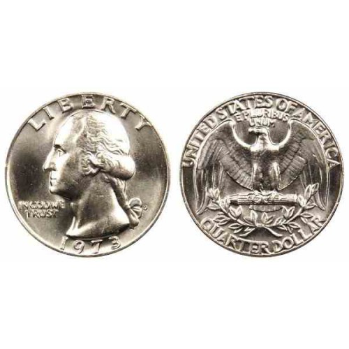 سکه 25 سنت - کوارتر - نیکل مس - تصویر جرج واشنگتن - آمریکا 1973 غیر بانکی