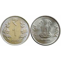 سکه 1 روپیه - فولاد ضد زنگ - هندوستان 2012 غیر بانکی