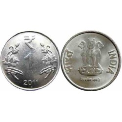سکه 1 روپیه - فولاد ضد زنگ - هندوستان 2011 غیر بانکی