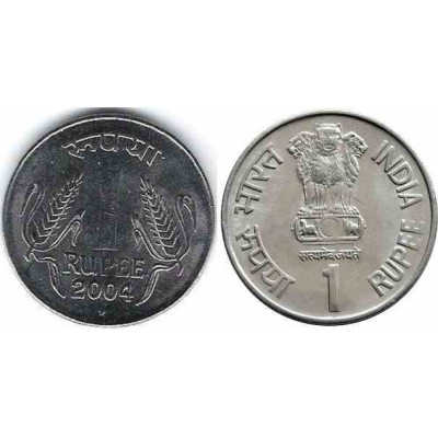 سکه 1 روپیه - فولاد ضد زنگ - هندوستان 2004 غیر بانکی