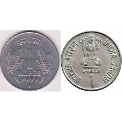 سکه 1 روپیه - فولاد ضد زنگ - هندوستان 1999 غیر بانکی