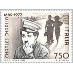 1 عدد تمبر صدمین سالگرد تولد چارلز چاپلین - ایتالیا 1989