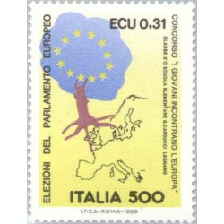 1 عدد تمبر سومین انتخابات پارلمان اروپا - ایتالیا 1989