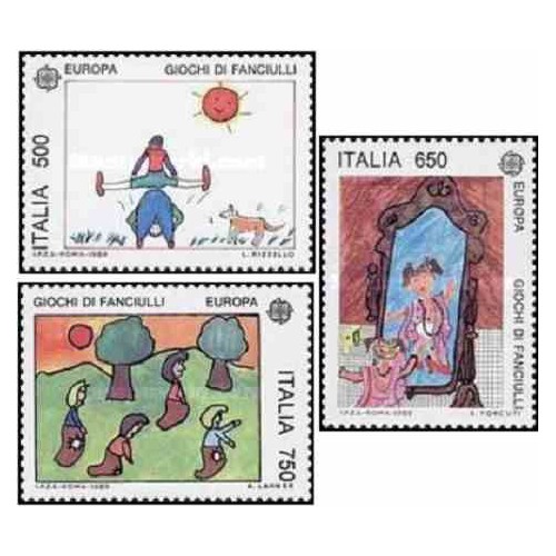 3 عدد تمبر مشترک اروپا - Europa Cept - بازیهای کودکان - نقاشی - ایتالیا 1989 قیمت 5.9 دلار