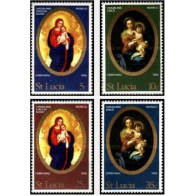 4 عدد تمبر کریستمس - سنت لوئیس 1968