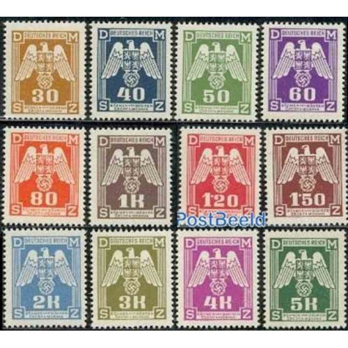 12 عدد تمبر سری پستی - On service - بوهمیا و مواویا 1943 