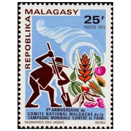 1 عدد تمبر نجات از گرسنگی - ماداگاسکار 1973