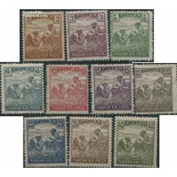 10 عدد تمبر سری پستی دروگران - مجارستان 1916 بیش از صد سال قبل (1295 ه ش)