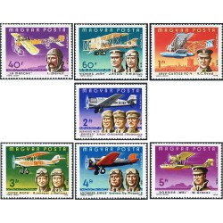 7 عدد  تمبر پست هوایی - خلبانان و هواپیماها -  مجارستان 1978