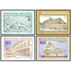 4 عدد تمبر سری پستی شهرهای کرواسی - کرواسی 1992