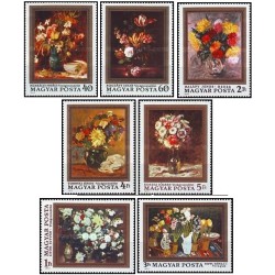 7 عدد  تمبر گل -  تابلو نقاشی -  مجارستان 1977