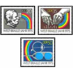 3 عدد تمبر 150مین سالگرد خط بریل - جمهوری دموکراتیک آلمان 1975