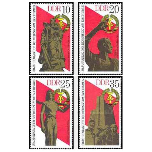 4 عدد تمبر سی امین سالگرد پیروزی - جمهوری دموکراتیک آلمان 1975