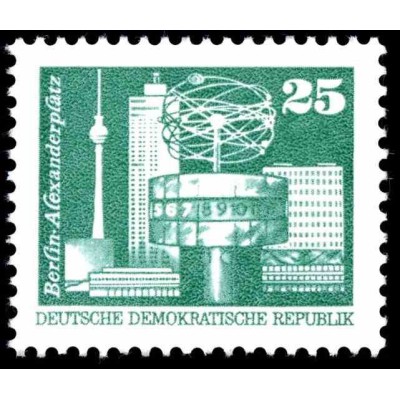 1 عدد تمبر سری پستی - ساعت جهانی میدان الکساندر - سری کوچک - جمهوری دموکراتیک آلمان 1975