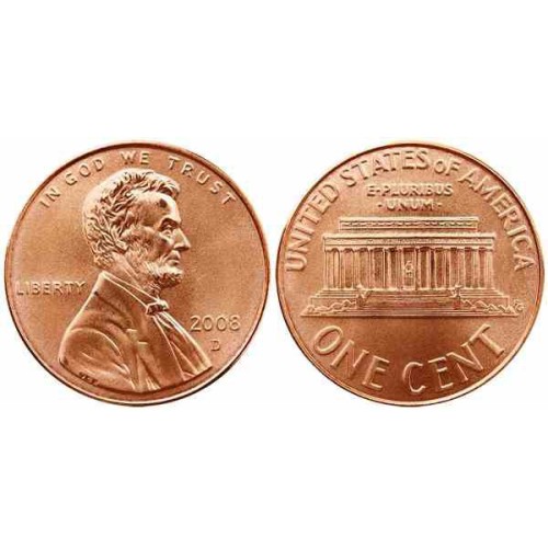 سکه 1 سنت - برنجی - آمریکا 2008 غیر بانکی