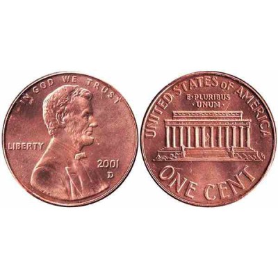 سکه 1 سنت - برنجی - آمریکا 2001 غیر بانکی