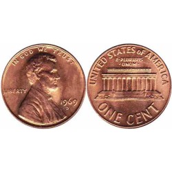 سکه 1 سنت - برنجی - آمریکا 1969غیر بانکی