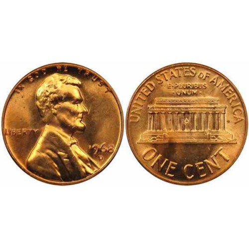 سکه 1 سنت - برنجی - آمریکا 1968غیر بانکی