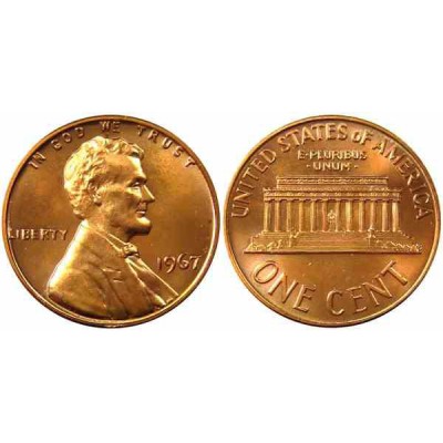 سکه 1 سنت - برنجی - آمریکا 1967غیر بانکی