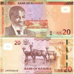 اسکناس 20 دلار - نامیبیا 2015 بدون الماس وسط روی اسکناس